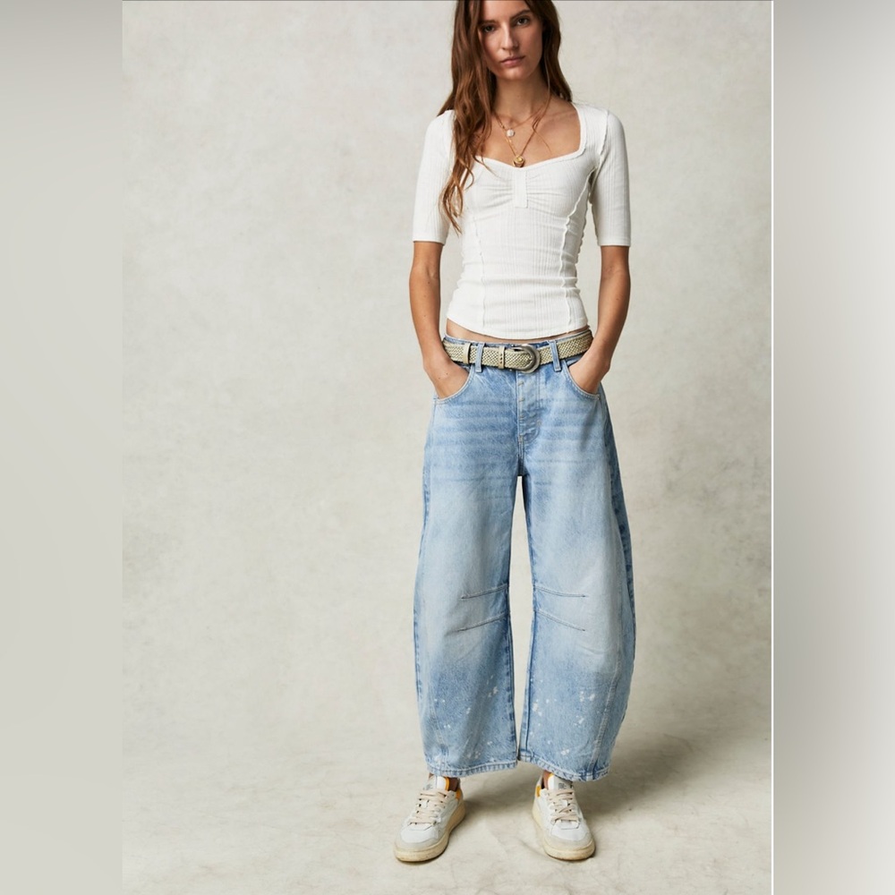 We The Free Good Luck Mid-Rise Barrel Jeans 27